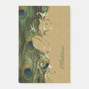 Post-it® Elégant Peacock Feathers or Ornament Monogramme