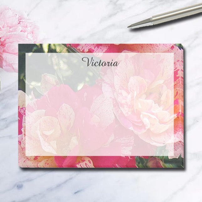 Post-it® Élégant Pink Blanc Gratté Rose Floral (Créateur téléchargé)