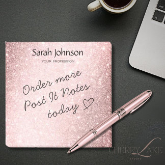 Post-it® Elegant Pink Glitter Monogram Personalized Name