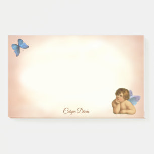 Post-it® Élégant Raphael Cherub & Papillon bleu
