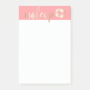 Post-it® Élégant rose en cuivre moderne lèvres et maquil