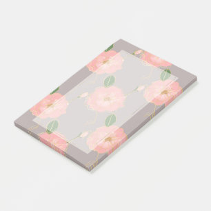 Post-it® Elégant rose & or Aquarelle Rose Gris Design