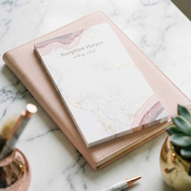 Post-it® Elégant rose rose Géode or Parties scintillant mar (Elegant Blush Pink Geode Marble Agate Gold Glitter Post-it Notes)