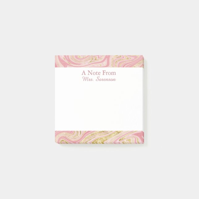 Post-it® Élégant Rose Une Note De Notes Sticky Personnalisé (Devant)