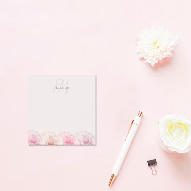Post-it® Élégant Roses Roses Roses Roses Roses Rose Monogra (Créateur téléchargé)