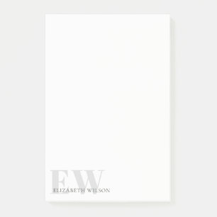 Post-it® Élégant Rustique Simple Minimal Grey Nom Monogra