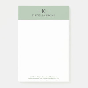 Post-it® Élégant Sage Green Texte gris minimaliste