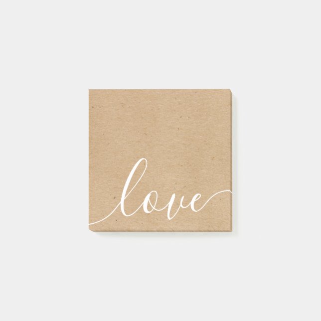 Post-it® Élégant Script Amour Kraft Rustique (Devant)