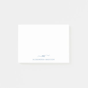 Post-it® Élégant Script élégant Marine Blue Monogram Office