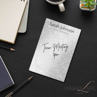 Post-it® Elegant Silver Glitter Monogram Personalized Name