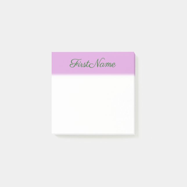 Post-it® Élégant, simple, arrière - plan de prune + Nom (Devant)