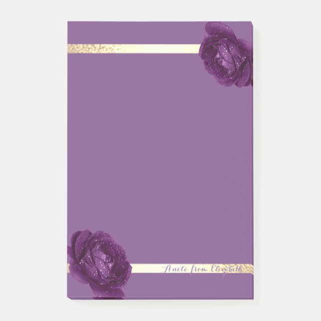 Post-it® Elégant stylish Girly Gold Stripes, Violet, Rose (Devant)