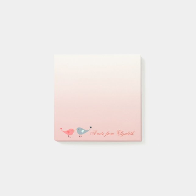 Post-it® Elégant Stylish Girly, Oiseaux En Amour (Devant)