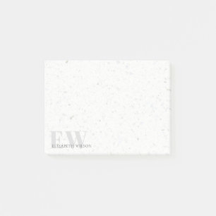 Post-it® Élégant Terrazzo Simple Pierre Grey Nom Monogramme