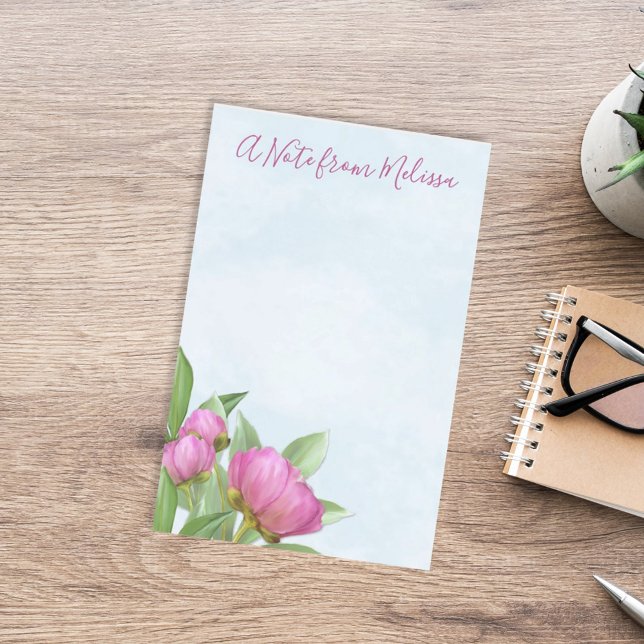 Post-it® Elégante aquarelle moderne Peonies roses Floral (Créateur téléchargé)