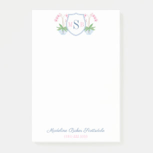 Post-it® Elégante aquarelle rose orchidée rose bleu monogra