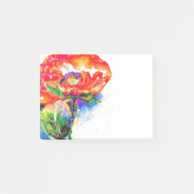 Post-it® Elégante aquarelle rouge florale (Devant)