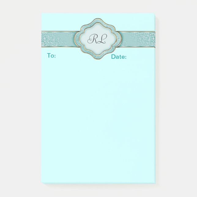 Post-it® Élégante bannière personnalisée Turquoise Notes (Devant)