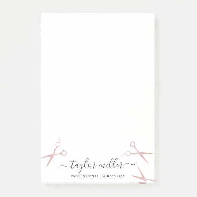 Post-it® Elégante coiffeuse élégante rose de ciseaux d'or (Devant)