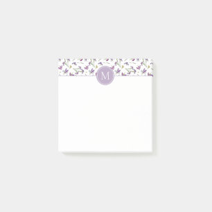 Post-it® Élégante couleur d'eau violet Irises 3" x 3" Monog