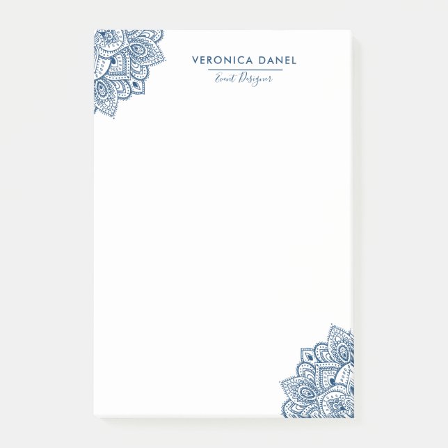 Post-it® Elégante Dentelle de Mandala Tribal Bleu (Devant)