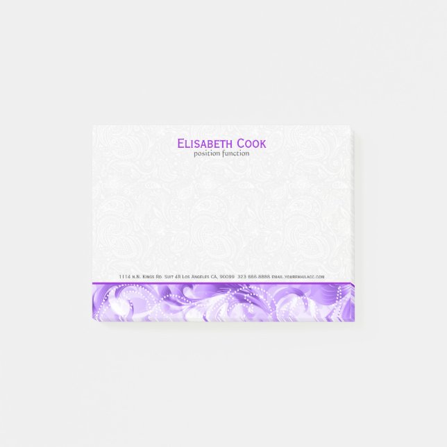 Post-it® Élégante Épersion Florale Violette Et Blanche (Devant)