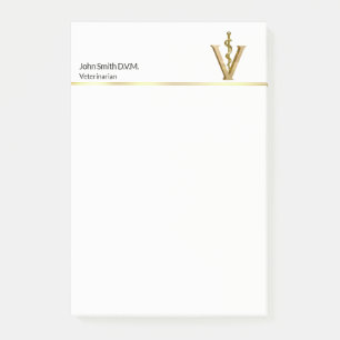 Post-it® Elégante médecine vétérinaire Or V Asclepius Vet