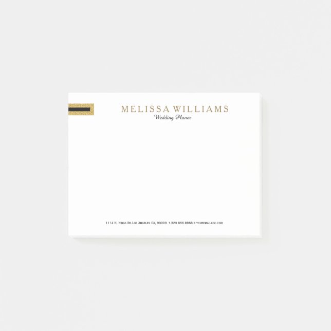 Post-it® Elégante Parties scintillant Blanche Et Or Concept (Devant)