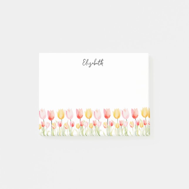 Post-it® Élégante Tulipe d'été rose rouge et jaune (Devant)