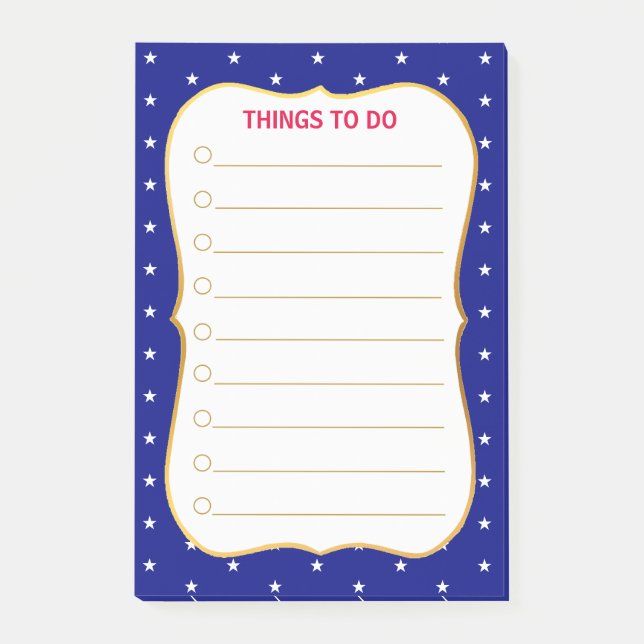 Post-it® Élégantes Étoiles sur des choses bleues à faire (Devant)
