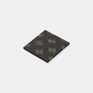 Post-it® Élégants motifs floraux dorés sur fond noir