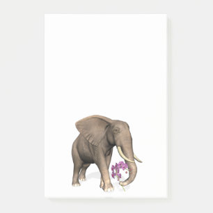 Post-it® Éléphant avec l'orchidée rose