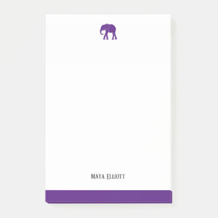 Post-it® Eléphant blanc et mauve brillant et bordure, nom