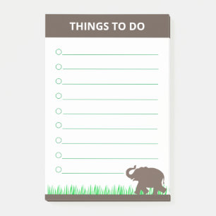 Post-it® Éléphant Brun sur Plantes d'Herbe Choses à Faire