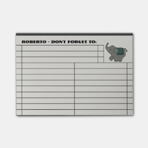 Post-it® Éléphant de bande dessinée pour faire la liste -