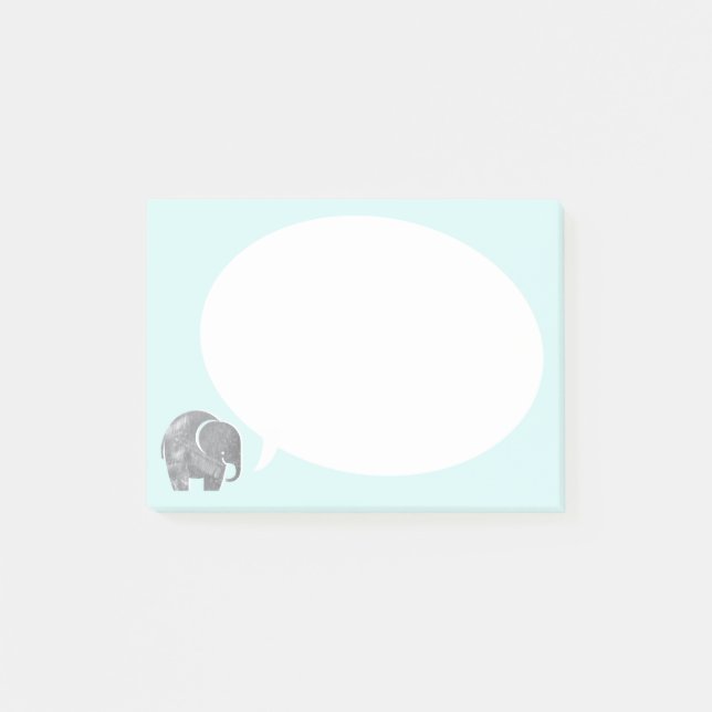 Post-it® Elephant gris avec bulle vocale sur bleu glace (Devant)
