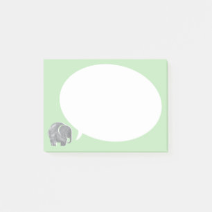 Post-it® Elephant gris avec bulle vocale sur vert herbe