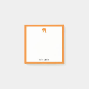 Post-it® Eléphant orange brillant et bordure blanche avec n