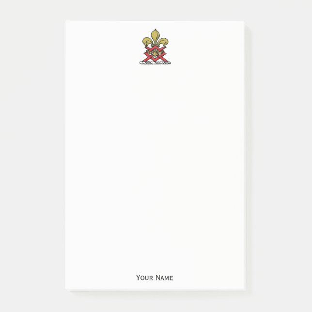 Post-it® Emblème Preppy Gold Red Heraldic Crest Fleur de Li (Devant)
