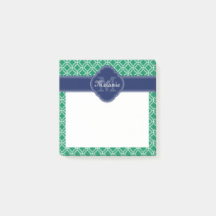 Post-it® Emerald Green What Marocain Motif Marine Monogramm