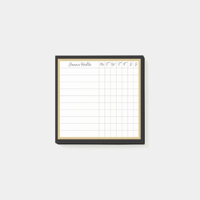 Post-it® Emma Stripe Collection Habit Tracker en noir (Devant)