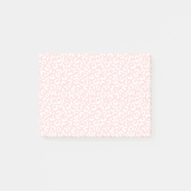 Post-it® Empreinte de léopard blanc rose pâle (Devant)