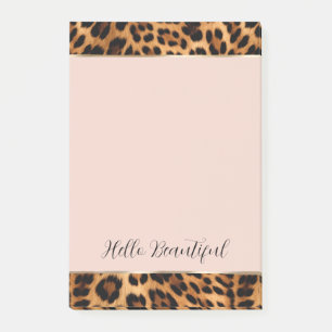 Post-it® Empreinte de léopard Blush Pink Chic Gold Glam