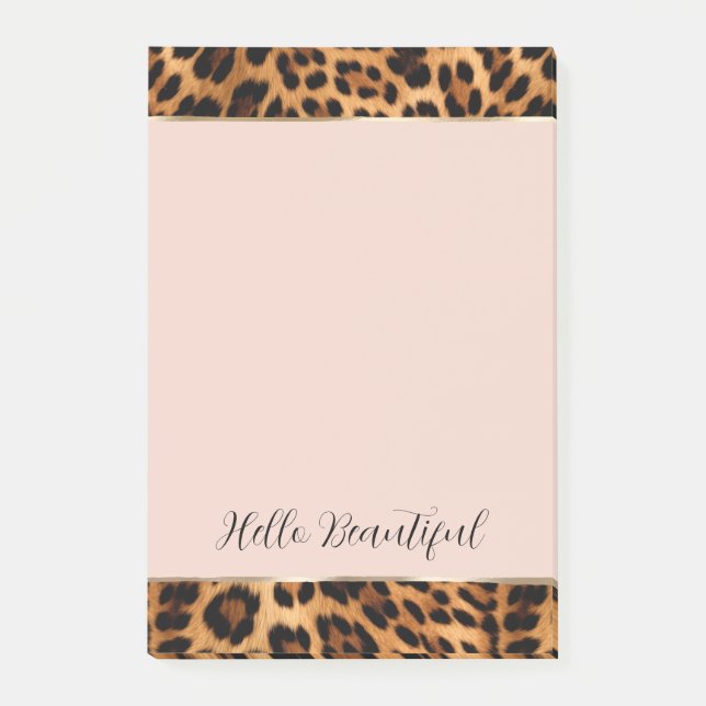 Post-it® Empreinte de léopard Blush Pink Chic Gold Glam (Devant)