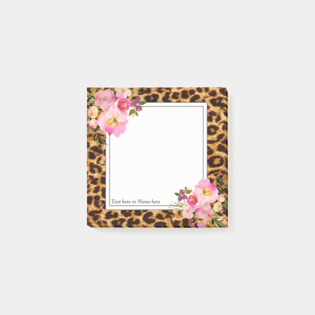 Post-it® empreinte de léopard, guépard tendance, floral, su (Devant)