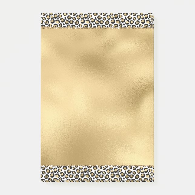 Post-it® Empreinte de léopard noir glam or (Devant)