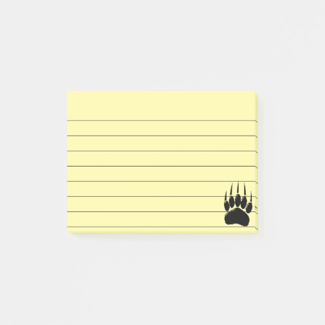 Post-it® Empreinte de patte de l'ours noir brillant Lined 4 (Devant)