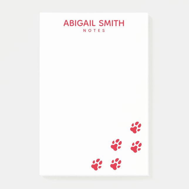 Post-it® Empreintes de pattes de chien rouge mignons - Pers (Devant)