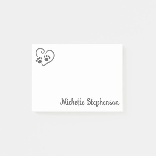 Post-it® Empreintes de pattes personnalisés sur le coeur av (Devant)