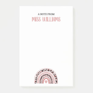 Post-it® Enseignant Boho Empreinte de léopard arc-en-ciel